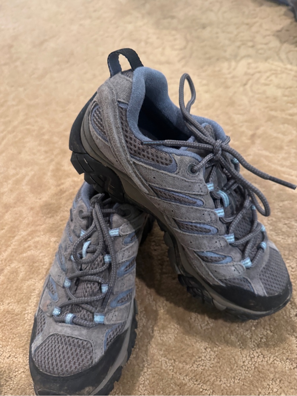 Merrell Gray Trail Sneakers with Light Blue Highlights